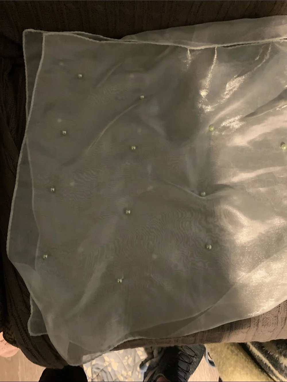 Vintage Sheer Pearl Beaded Women's Scarf Wrap